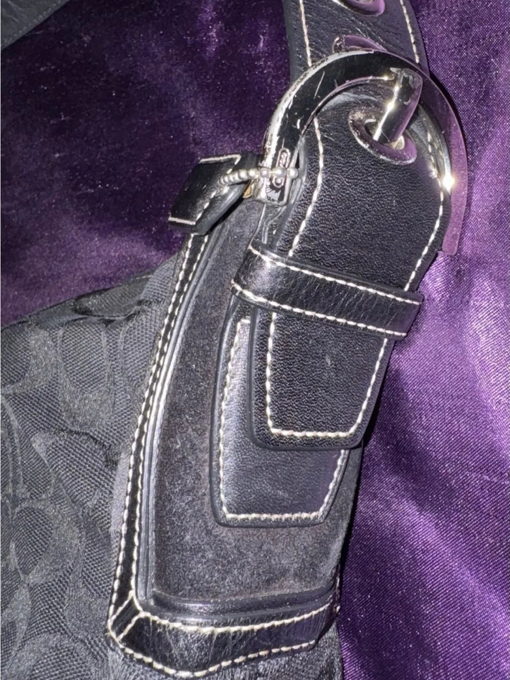 Vintage Coach Soho Signature Jacquard Hobo Bag Braided Strap Black Y2K